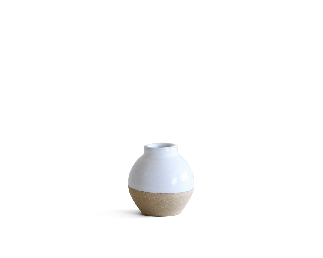 Short Bud Vase- Dark Brown / White