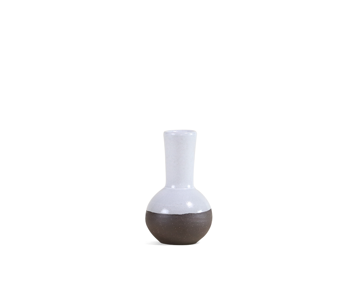 Long Bud Vase- Dark Brown / White